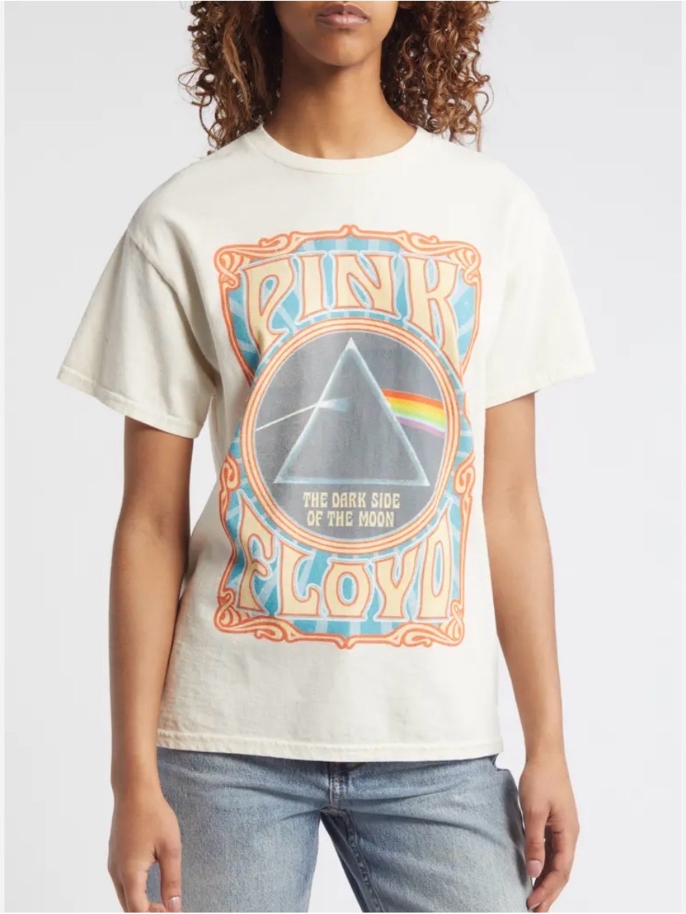 Vinyl Icons Pink Floyd The Dark Side of the Moon Graphic Short Sleeve Cream Tee‎